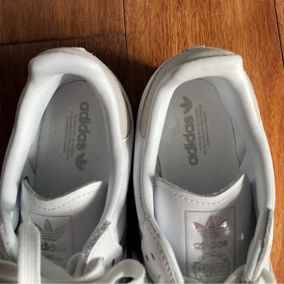 Adidas Samba OG Shoes White Silver Gray Lace Up Sneaker Rubber Sole Womens 7 - Picture 8 of 11